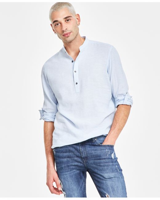 I.N.C. International Concepts Regular-Fit Linen Popover Shirt Created for Macy