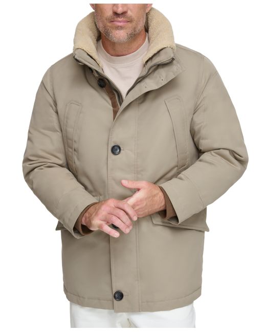 Marc New York Wittstock Insulated Full-Zip Waxed Parka with Removable Fleece Trim
