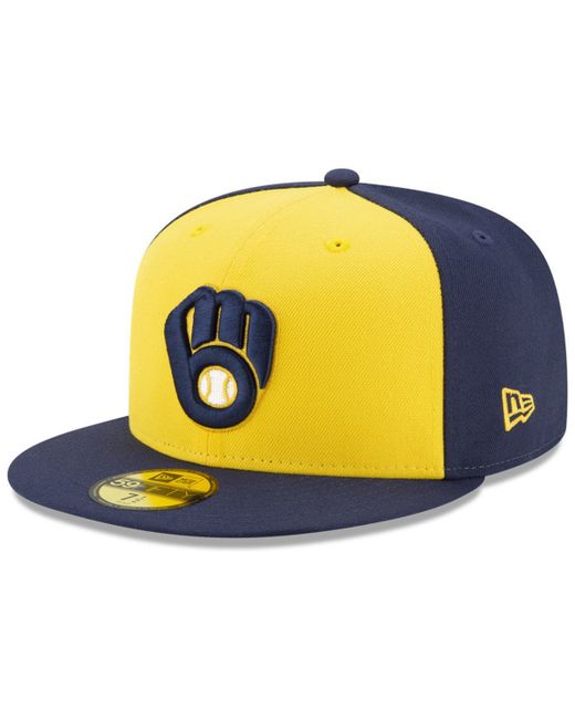 New Era Milwaukee Brewers Authentic Collection 59FIFTY Fitted Cap Yellow