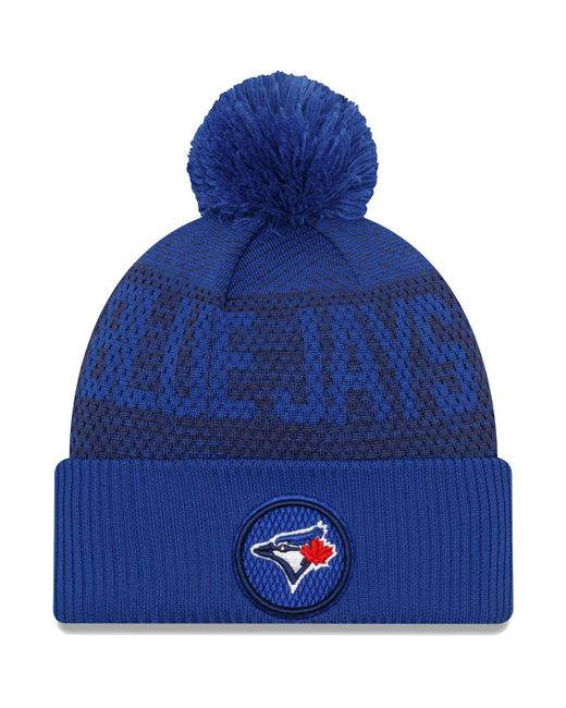 New Era Toronto Jays Authentic Collection Sport Cuffed Knit Hat with Pom
