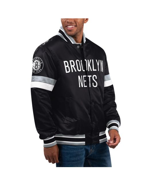 Starter Brooklyn Nets Home Game Satin Full-Snap Varsity Jacket