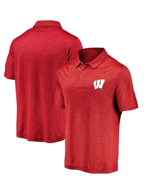 Fanatics Wisconsin Badgers Primary Logo Striated Polo Shirt