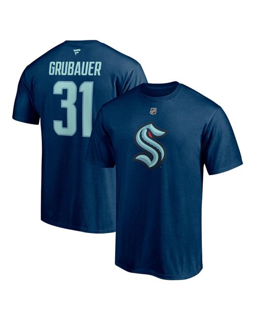 Fanatics Philipp Grubauer Seattle Kraken Authentic Stack Name and Number T-shirt