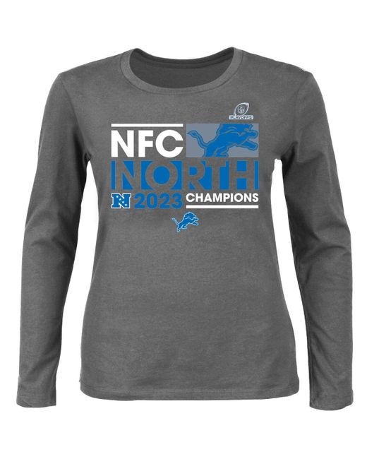 Fanatics Detroit Lions 2023 Nfc North Division Champions Plus Conquer Long Sleeve Scoop Neck T-shirt