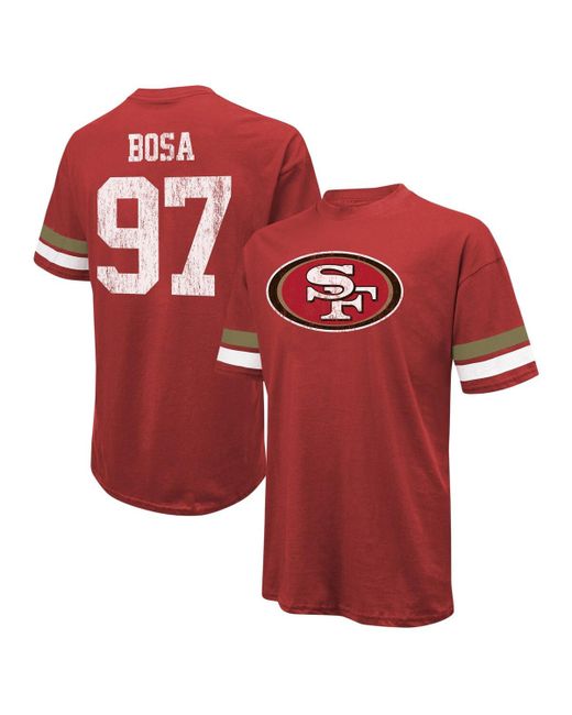 Majestic Threads Nick Bosa Distressed San Francisco 49ers Name and Number Oversize Fit T-shirt