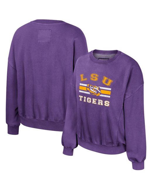 Colosseum Lsu Tigers Audrey Washed Pullover Sweatshirt
