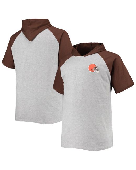 Profile Brown Cleveland Browns Big and Tall Raglan Short Sleeve Pullover Hoodie
