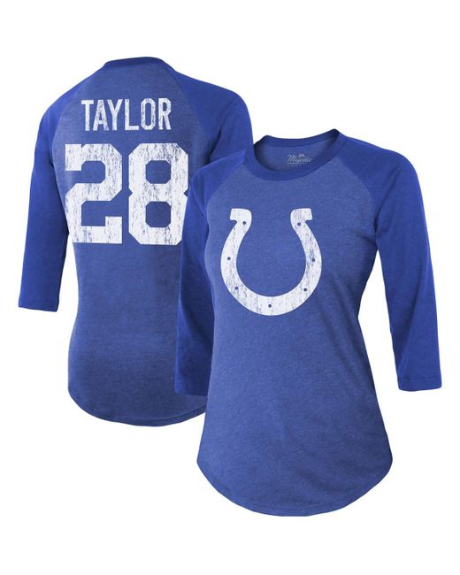 Majestic Threads Jonathan Taylor Indianapolis Colts Player Name and Number Raglan Tri-Blend 3/4-Sleeve T-shirt