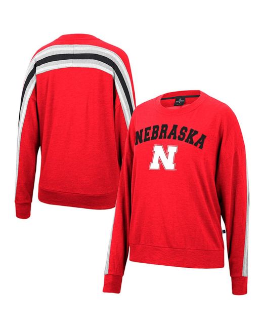Colosseum Heathered Nebraska Huskers Team Oversized Pullover Sweatshirt