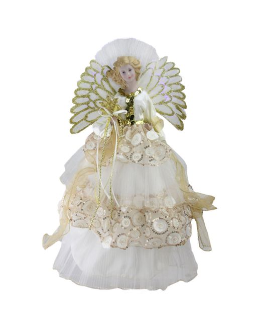 Northlight 16 Lighted Fiber Optic Angel Cream and Sequined Gown Christmas Tree Topper