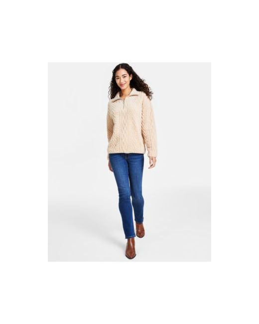Tommy Hilfiger Cable Knit Mock Neck Coat Straight Jeans