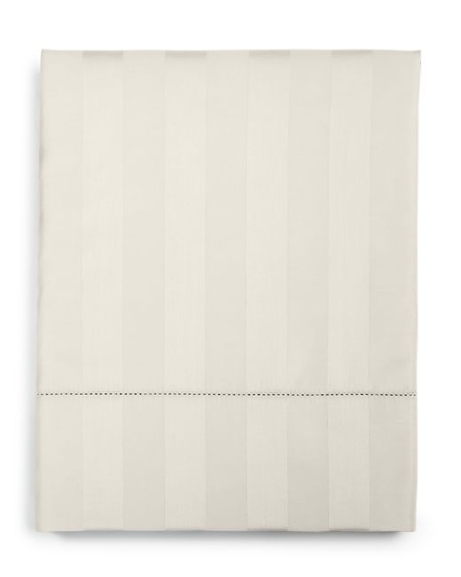 Charter Club Damask 1.5 Stripe 550 Thread Count 100 Cotton Flat Sheet Queen Created for