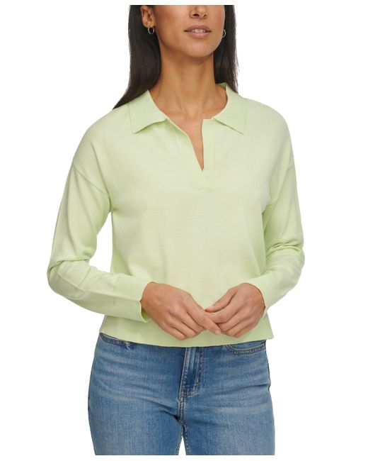 Calvin Klein Jeans Long Sleeve Polo Collar Top