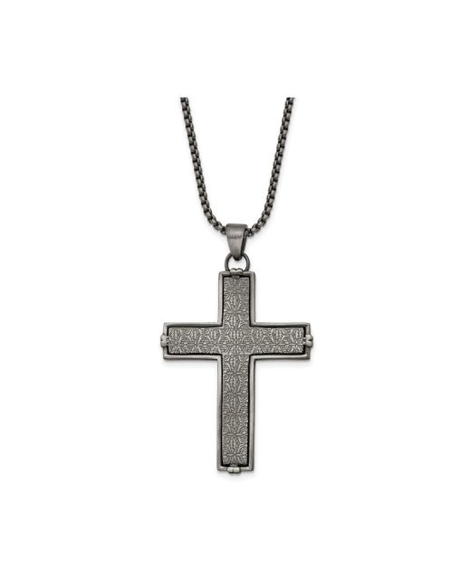 Chisel Antiqued Cross Pendant on a Rope Chain Necklace