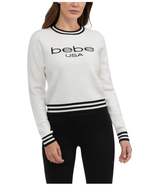 Bebe Long Sleeve Sweater with Stripped Trims