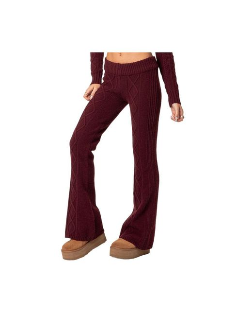 Edikted Ray cable knit flared pants