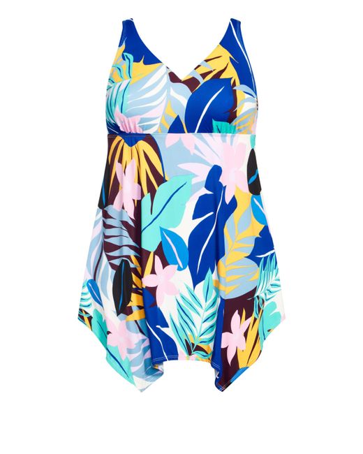 Avenue Plus Sharkbite Print Swim Dress