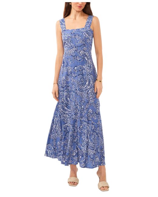 Vince Camuto Printed Smocked Back Tiered Sleeveless Maxi Dress