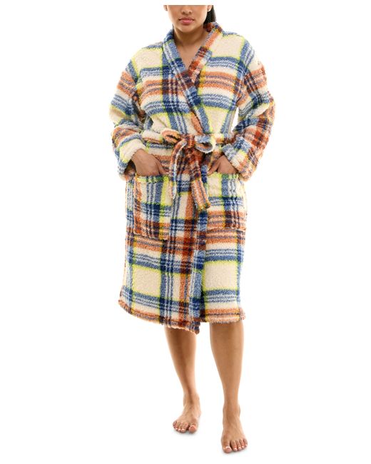 Roudelain Printed Fleece Long-Sleeve Wrap Robe