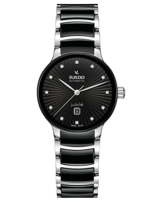 Rado Swiss Automatic Centrix Diamond 1/20 ct. t.w. High-Tech Ceramic Stainless Steel Bracelet Watch 31mm