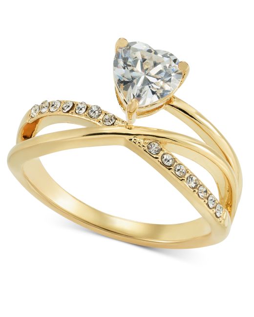 Charter Club Tone Pave Heart Cubic Zirconia Asymmetrical Ring Created for