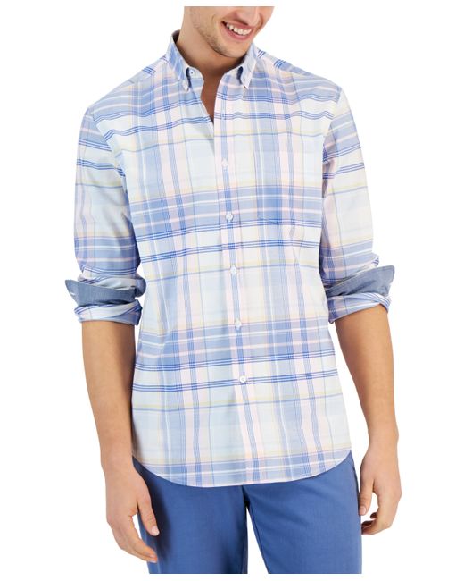 Club Room Lima Plaid Long Sleeve Button-Down Oxford Shirt Created for