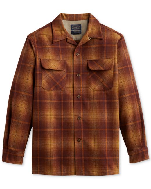 Pendleton Original Plaid Button-Down Wool Board Shirt rust Ombre