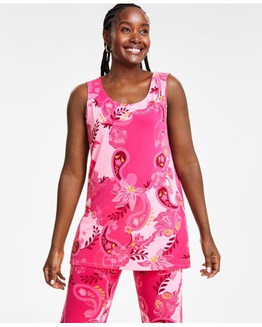 Jm Collection Printed Knit Dressing Tank Top Created for Macy