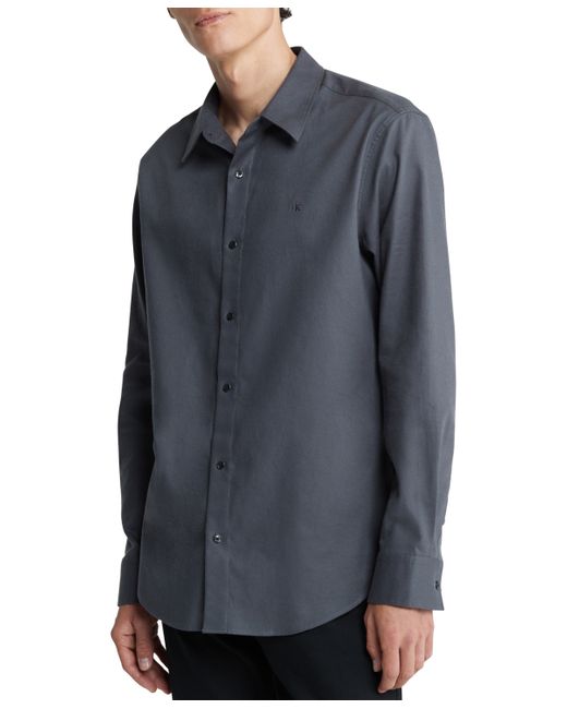 Calvin Klein Regular-Fit Solid Button-Down Flannel Shirt