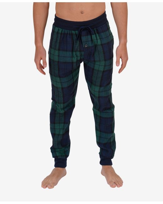 Members Only Flannel Jogger Lounge Pants Blue Plaid