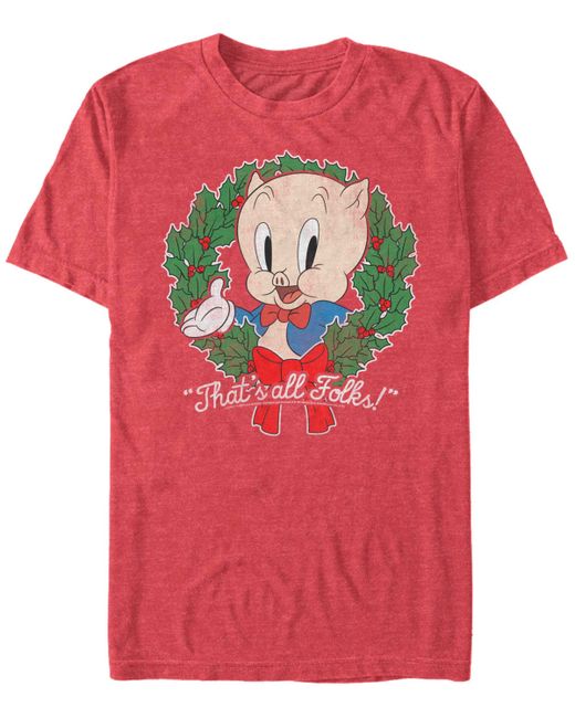 Fifth Sun Looney Tunes Porky Wreath Short Sleeve T-shirt