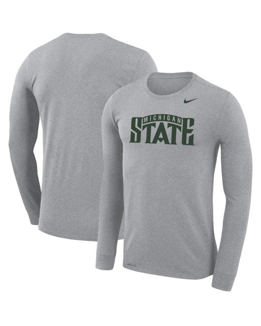 Nike Michigan State Spartans School Wordmark Logo Performance Legend Long Sleeve T-shirt