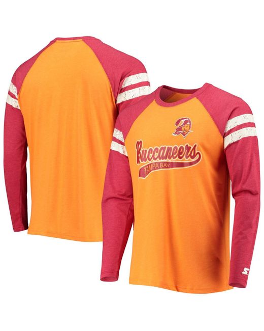 Starter Red Tampa Bay Buccaneers Throwback League Raglan Long Sleeve Tri-Blend T-shirt