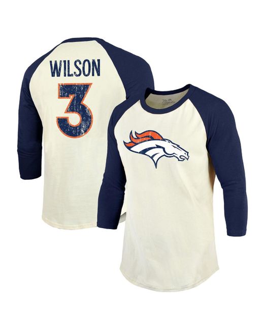 Majestic Threads Russell Wilson Navy Denver Broncos Name Number Raglan 3/4 Sleeve T-shirt