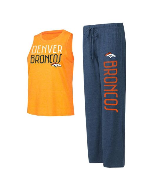Concepts Sport Orange Distressed Denver Broncos Muscle Tank Top and Pants Lounge Set