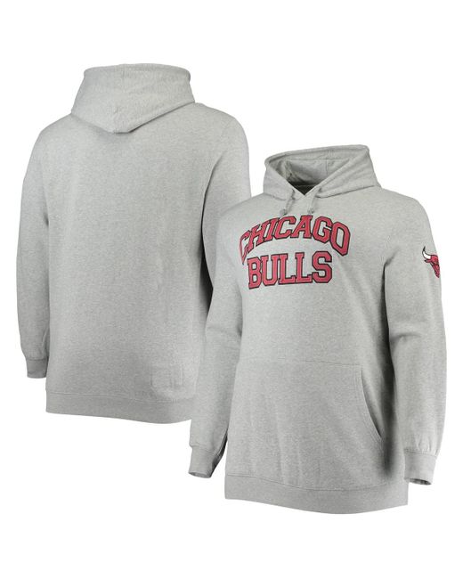 Mitchell & Ness Heather Gray Chicago Bulls Hardwood Classics Big and Tall Throwback Pullover Hoodie