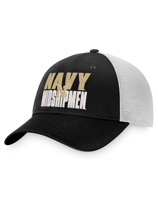 Top Of The World White Navy Midshipmen Stockpile Trucker Snapback Hat