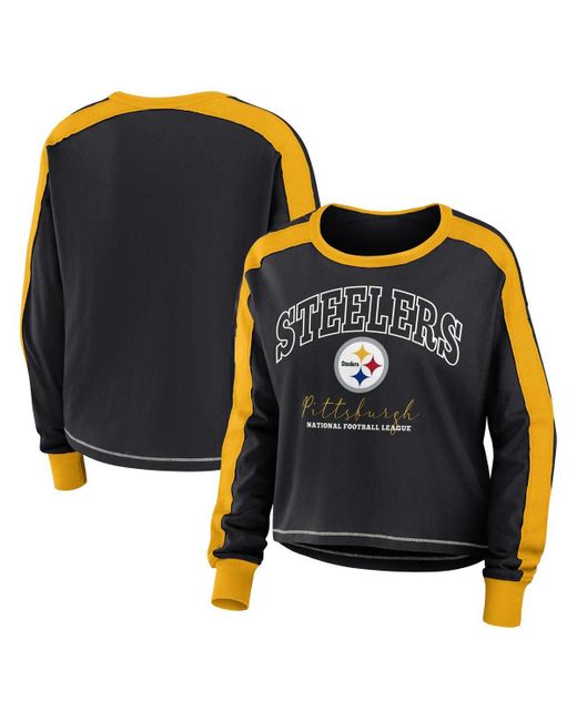 Wear By Erin Andrews Pittsburgh Steelers Plus Colorblock Long Sleeve T-shirt