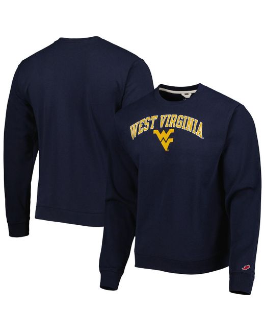 League Collegiate Wear Distressed West Virginia Mountaineers 1965 Arch Essential Lightweight Pullover Sweatshirt