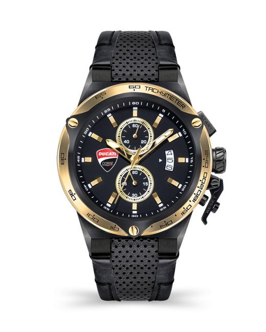 Ducati Corse Quartz Two Tone Genuine Leather Watch 45mm