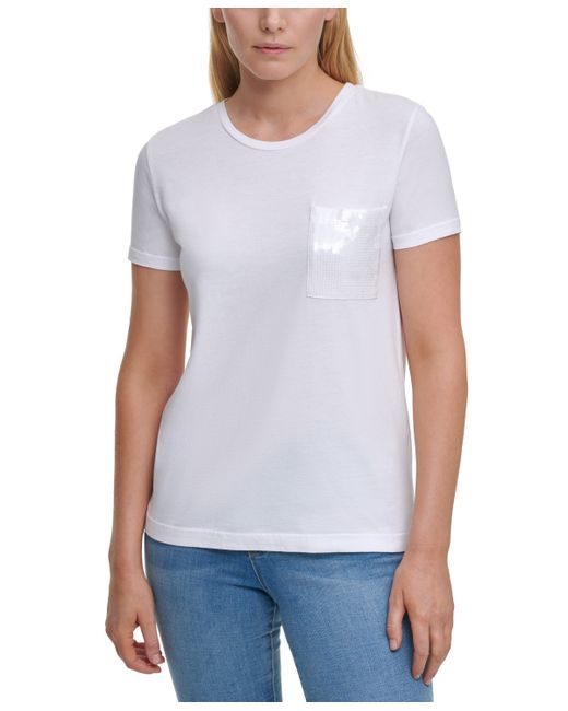 Dkny Short Sleeve Sequin Pocket T-Shirt