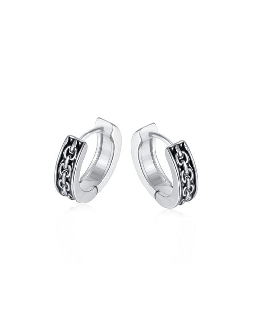 Metallo Chain Design Huggie Hoop Earrings