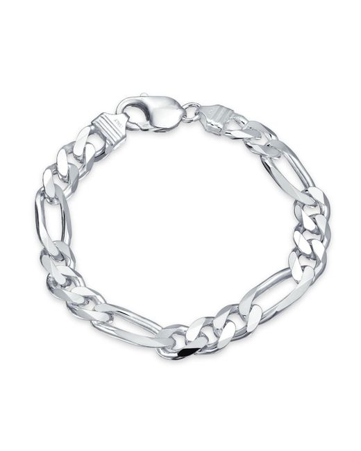 Bling Jewelry Thick Heavy Solid 925 Sterling 9MM Italian Figaro Chain Link Bracelet 8 Inch