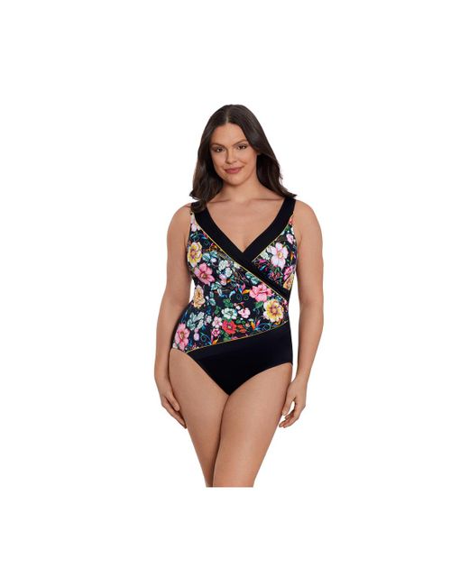 Longitude Piped Side Shirred Surplice One-Piece Swimsuit