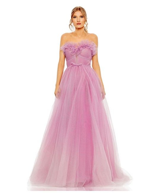 Mac Duggal Strapless Glitter Tulle Gown