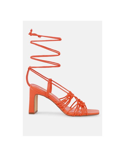 London Rag strings attach lace up italian block heel sandals
