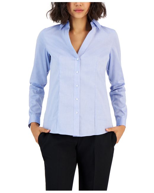 Jones New York Easy Care Button Up Long Sleeve Blouse