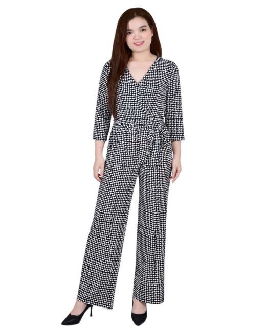 Ny Collection 3/4 Sleeve Belted Jumpsuit