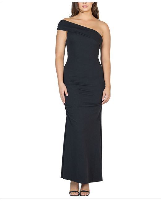 24seven Comfort Apparel Party One Shoulder Rouched Maxi Dress