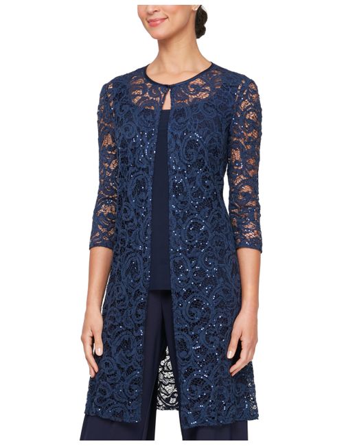 Alex Evenings Sequined Lace Jacket Tank